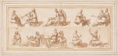 Skitseark med flere figurer af Bernard Salomon