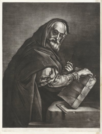 Filosof med et kompas og en bog Philosophers Portraits (serietitel) af Bernard Vaillant