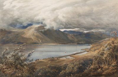 North Wales, muligvis en strækning af Ffestiniog-jernbanen (wc på papir) af Bernard Walter Evans