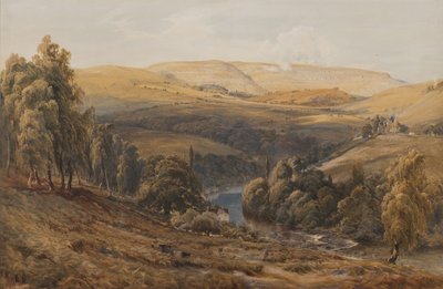 Valley of the Dee, nær Llangollen (wc på papir) af Bernard Walter Evans
