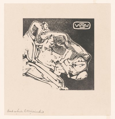 Hovedet af en løvinde Lioness (original titel) af Bernard Willem Wierink (signed by artist)