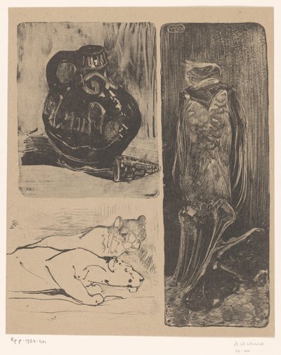 Vase, løvinder og en grib af Bernard Willem Wierink