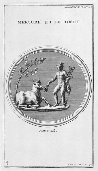 Merkur og oksen, 1757 af Bernard de Montfaucon