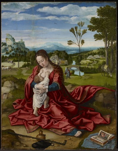 Hvil på flugten til Egypten, ca. 1518 (olie og gesso på panel) af Bernard van Orley