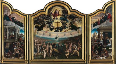 Den sidste dom og de syv barmhjertighedsværker (olie på panel) af Bernard van Orley