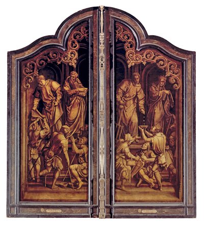 Den sidste dom og de syv barmhjertighedsværker, lukket (olie på panel) af Bernard van Orley