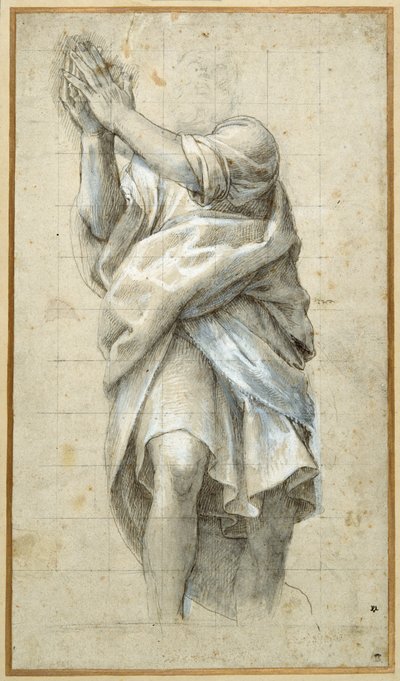 Studie for en apostel (pen og brunt blæk forstærket med hvidt) af Bernardino Gatti
