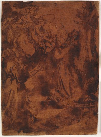 Jomfru Maria med Jesusbarnet giver Skt Frans af Assisi og en uidentificeret franciskansk munk det franciskanske bælte af Bernardino Capitelli