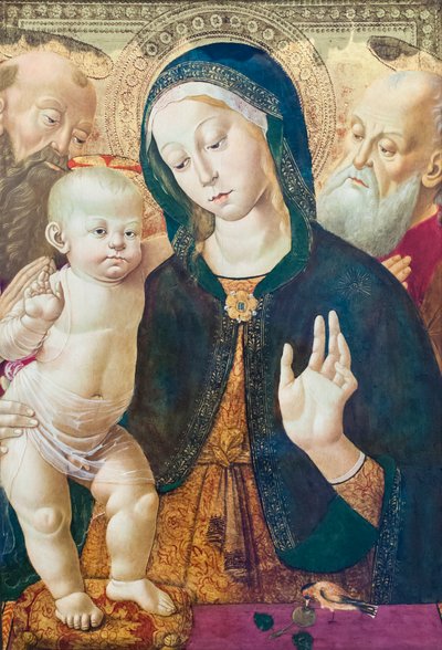Jomfruen og barnet med to hellige, ca. 1500 (olie på panel) af Bernardino Fungai