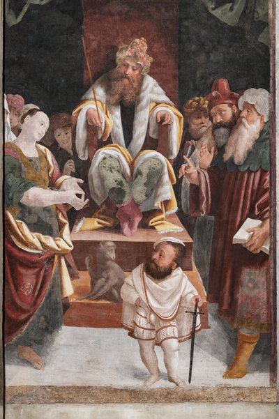 Detalje af Saint Catherines martyrium (fresko) af Bernardino Lanino