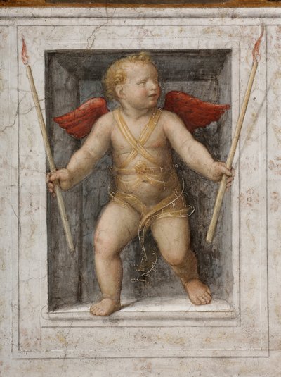 En engel med stearinlys detalje (fresko) af Bernardino Luini