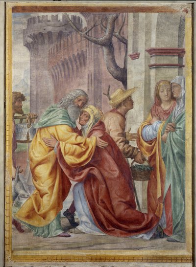 Møde mellem Sankt Anne og Sankt Joachim ved den gyldne dør af Bernardino Luini