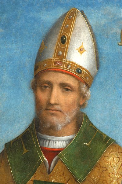 Saint Ambrose, 1520-22 (tempera om bord) (detalje af 3496310) af Bernardino Luini