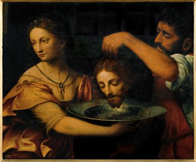 Salome modtager Johannes Døberens hoved (maleri på lærred) af Bernardino Luini