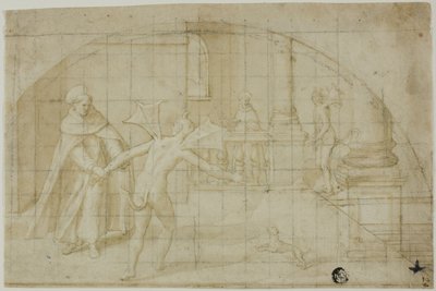 Design for a Lunette: Devils and Saint in a Monastery af Bernardino Poccetti