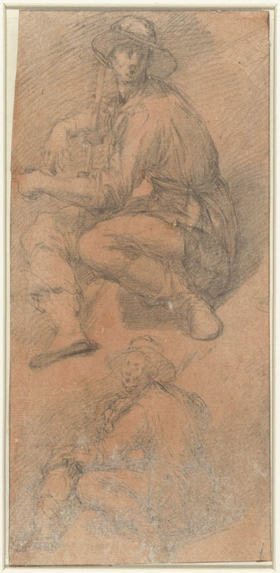 To figurstudier af en siddende mand af Bernardino Poccetti