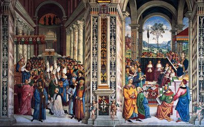 Pius II ankommer til Ancona for at starte korstog (1500-tallet), fresko af Pinturicchio (1452-1513), Piccolomini bibliotek, katedralen i Siena, Toscana, Italien af Bernardino di Betto Pinturicchio