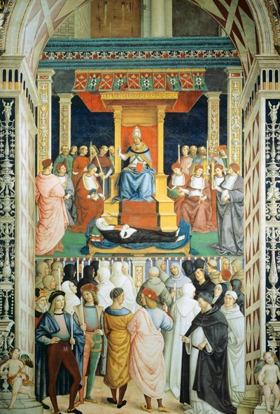 Pius II kanoniserede den hellige Katarina af Siena i 1461 af Bernardino di Betto Pinturicchio