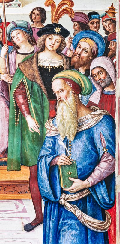 Piccolomini-biblioteket, den nordøstlige mur: "Aeneas Sylvius holder en tale for kong James I af Skotland, vinteren 1435" af Bernardino di Betto Pinturicchio