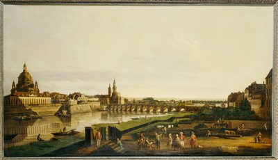 Udsigt over Dresden fra højre bred af floden Elben over Augustusbrucke af Bernardo Bellotto