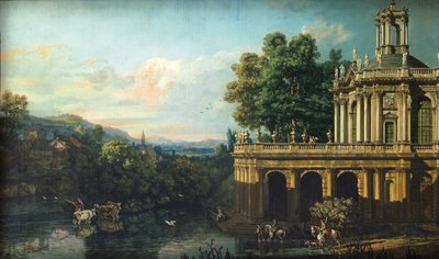 Arkitektonisk Capriccio med et palads, ca. 1766 af Bernardo Bellotto
