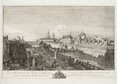 Udvendig udsigt over den italienske port til voldene i byen Dresden af Bernardo Bellotto