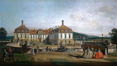 Tysk: Det kejserlige lystslot Schloss Hof, side af æresretten af Bernardo Bellotto