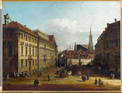 Lobkowitzplatz i Wien, Østrig (olie på lærred) af Bernardo Bellotto