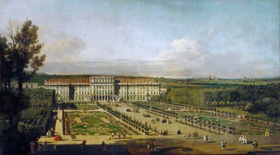 Schönbrunn-paladset set fra haverne, mellem 1758 og 1761 af Bernardo Bellotto