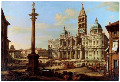 Piazzaen og kirken Santa Maria Maggiore i Rom, 1739 af Bernardo Bellotto