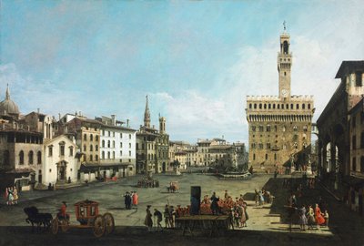 Piazza della Signoria i Firenze af Bernardo Bellotto