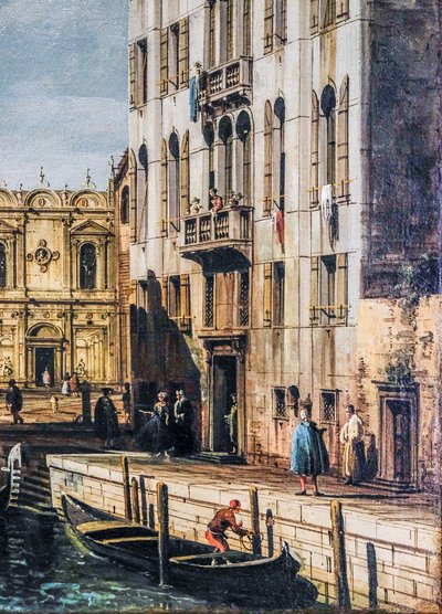 Rio dei Mendicanti og Scuola di San Marco (olie på lærred) af Bernardo Bellotto