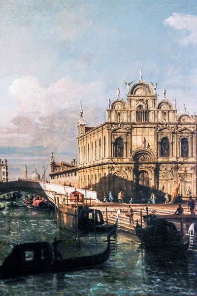 Rio dei Mendicanti og Scuola di San Marco (olie på lærred) af Bernardo Bellotto