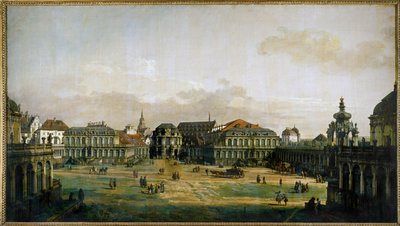 Zwingerhof i Dresden, Tyskland (olie på lærred) af Bernardo Bellotto