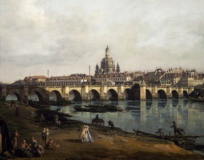 Udsigt over Dresden fra Elbens højre bred opstrøms fra Augustus bro, ca. 1750 (olie på lærred) af Bernardo Bellotto