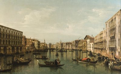 Udsigt over Canal Grande med Palazzi Foscari og Moro Lin af Bernardo Bellotto
