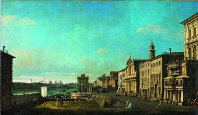 Udsigt over Via di Ripetta i Rom af Bernardo Bellotto