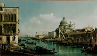 Udsigt over Canal Grande: Santa Maria della Salute og Dogana fra Campo Santa Maria Zobenigo af Bernardo Bellotto