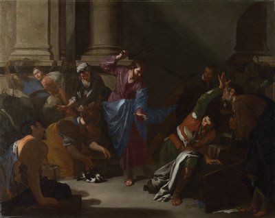 Kristus driver de handlende fra templet, ca. 1645 af Bernardo Cavallino