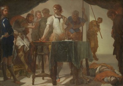 Mucius Scaevola konfronterer kong Porsenna af Bernardo Cavallino
