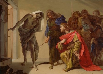 Saul og heksen fra Endor. Omkring 1650-56 af Bernardo Cavallino