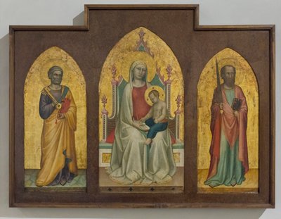Madonna med barn læsning: Sankt Peter og Paul af Bernardo Daddi