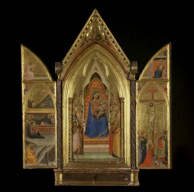 Jomfruen og barnet troner med hellige (midterpanel) (recto) af Bernardo Daddi