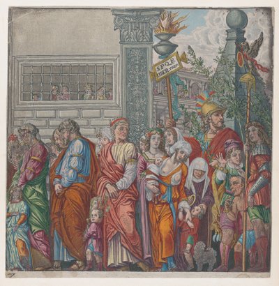 Blad 7: procession, fra Julius Cæsars triumf, 1599. af Bernardo Malpizzi