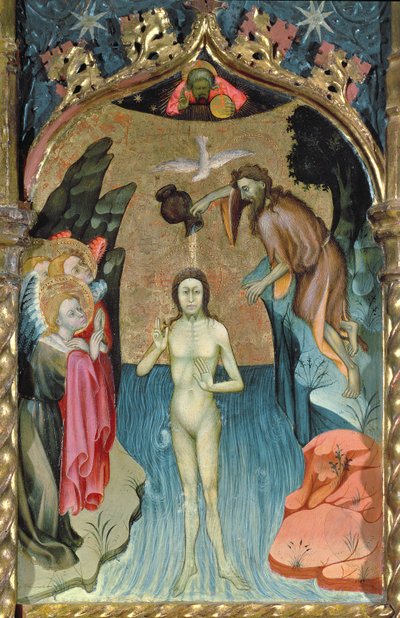 Altertavle, der forestiller Jesu dåb af Johannes Døberen fra kirken Cabrera af Bernardo Martorell