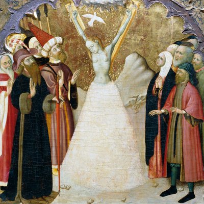 The Martyrdom of St Eulalia, detalje fra predellaen af en altertavle fra Vic Cathedral, af Bernat Martorell (ca. 1400-1452), malet på træ. catalansk gotisk kunst. af Bernardo Martorell