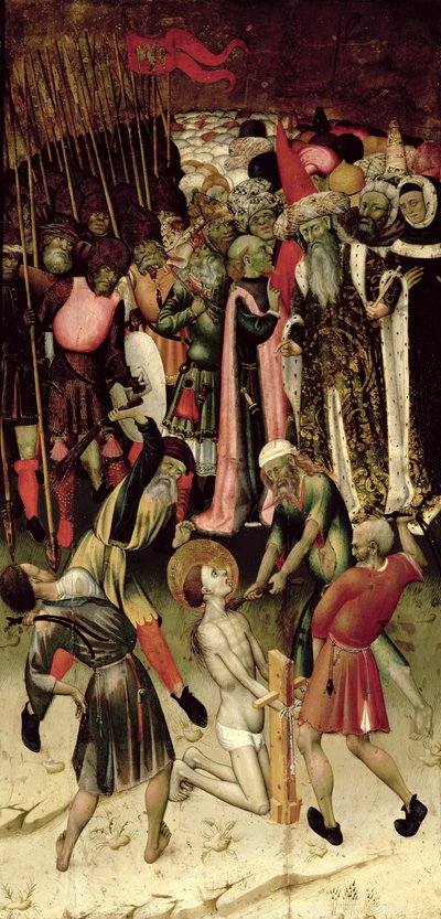 Forfølgelsen af Sankt Georg. c.1435 (olie på panel) af Bernardo Martorell