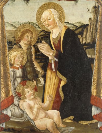 Madonnaen og barnet med spædbarnet Sankt Johannes Døberen og en engel af Bernardo Rosselli