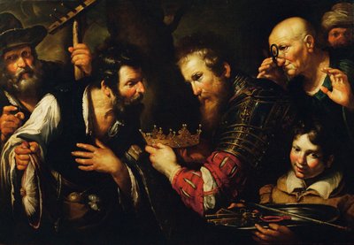 Alexander den Store får en af sine ambassadører til at aflevere sin krone til Abdolominus ... (maleri på lærred) af Bernardo Strozzi