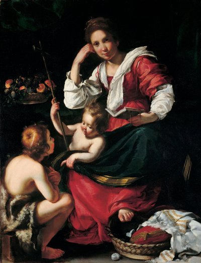 Madonna og barn med Johannesbarnet af Bernardo Strozzi